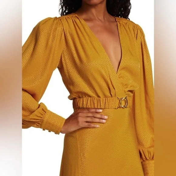 Ronny Kobo Estelle Silk Dress in Yellow ๐ป Revolve sz Medium - Picture 4 of 15